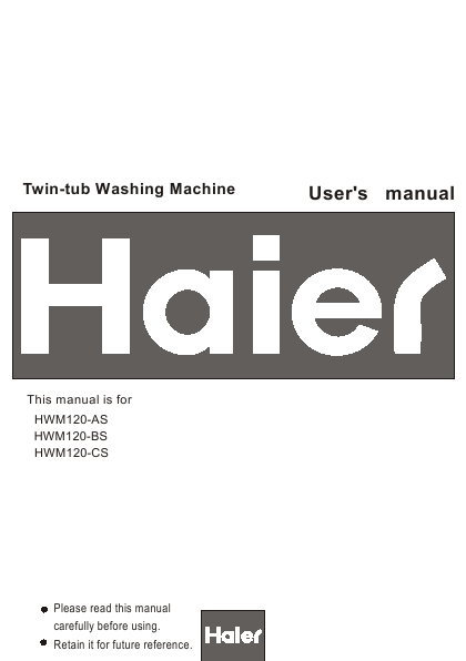 user manual for haier washer