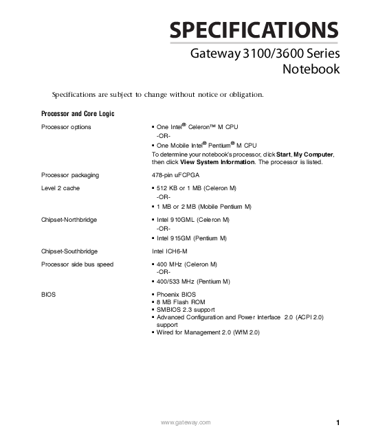 gateway laptop computers owners manual