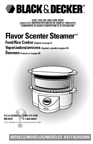 Black & Decker Hs1050 7-Quart Food Steamer Manual