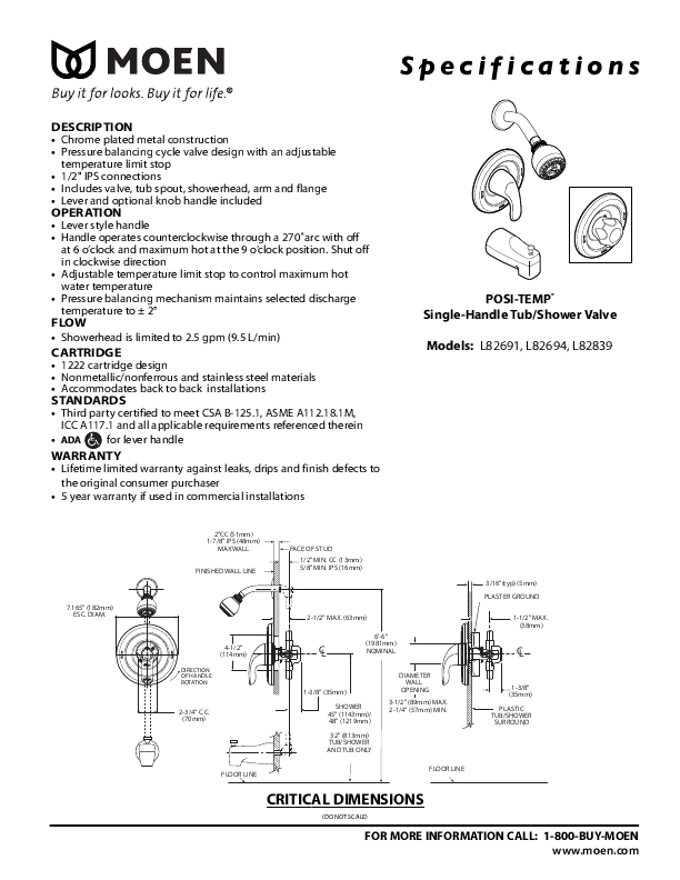 Moen Plumbing Product L82694 User's Guide | ManualsOnline.com