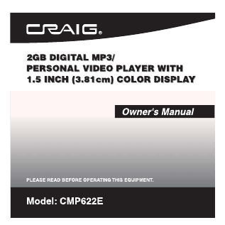 Craig  Player on Craig Mp3 Player User Manual   Manualsonline Com