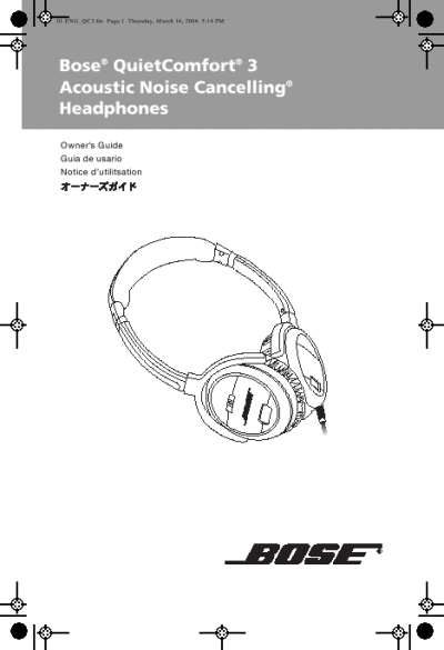 Bose Headphones  on Bose Noise Cancelling Headphones Owner S Guide Quietcomfort 3