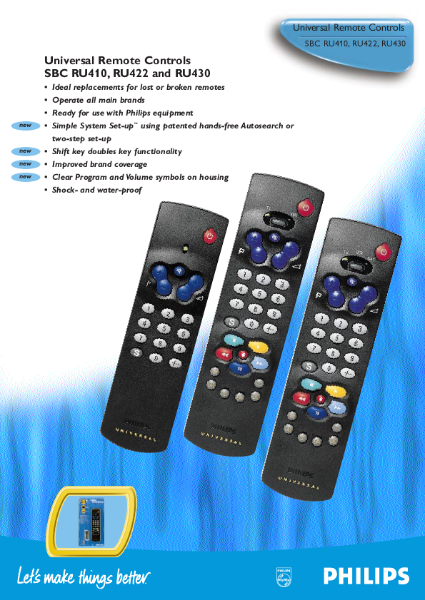 Philips Universal Remote Controls Brochure Type:BROCHURE