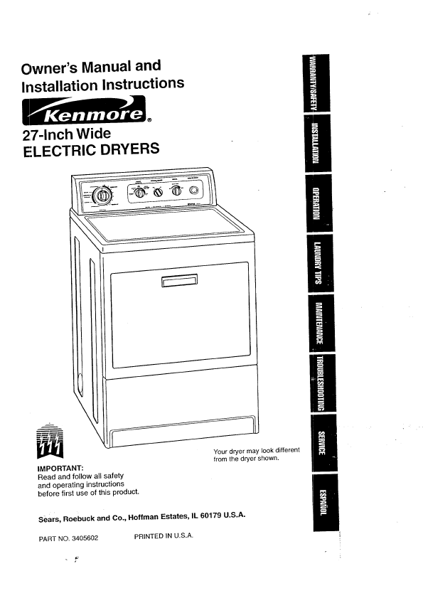 kenmore dishwasher 1374 installation manual