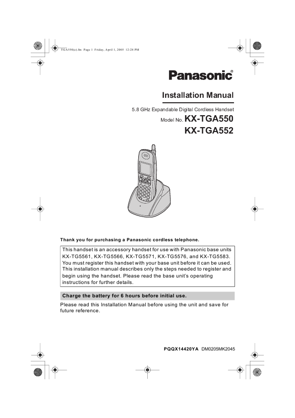 Panasonic Cordless Telephone Instruction Manual