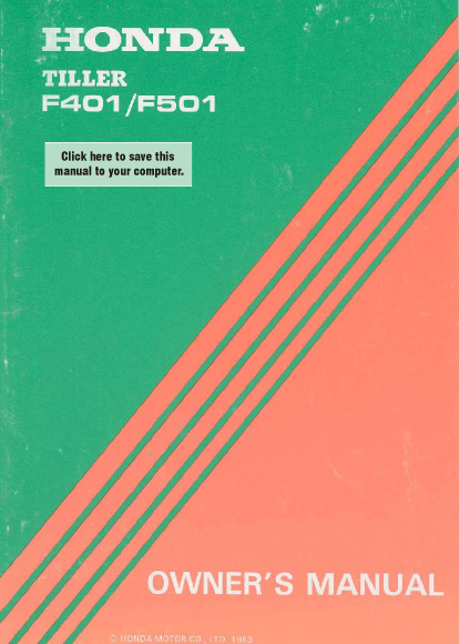 Honda f501 rototiller manual