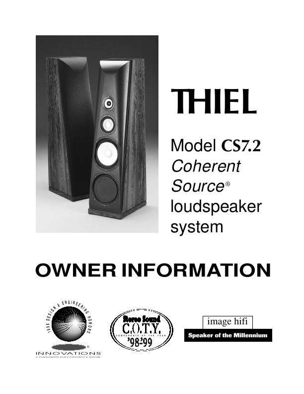 Thiel Cs2 4. Thiel Audio CS7.2 Speakers