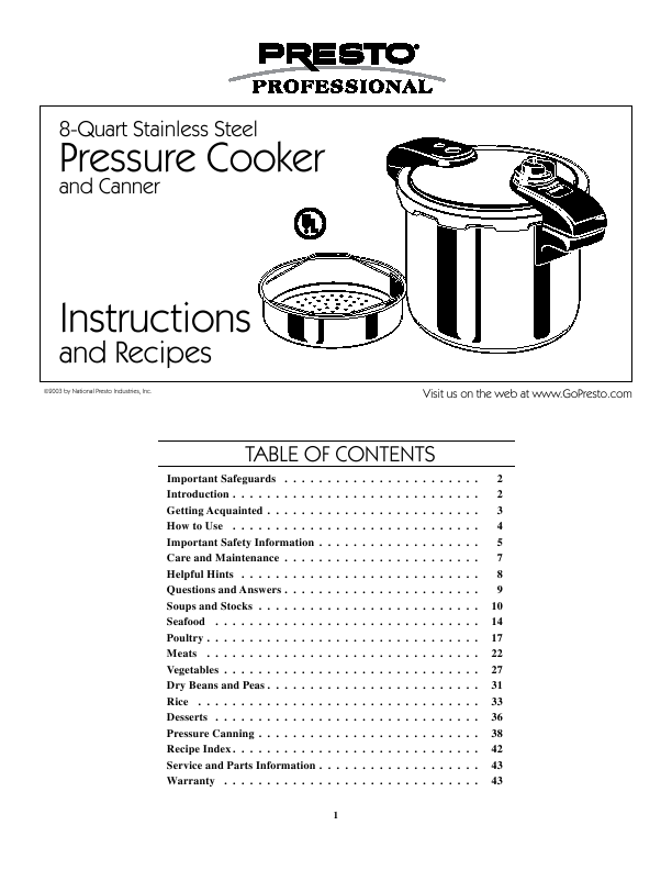 presto canner manual