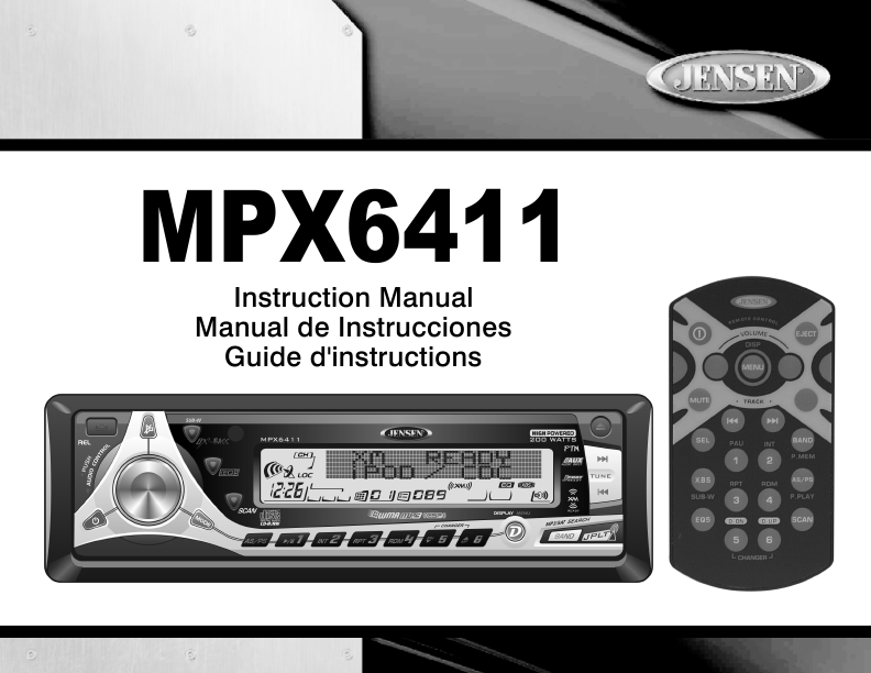 Jensen Car CD MP3 Player Instruction Manual