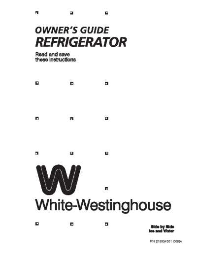 for White-Westinghouse - Electrolux Home Products Canada 218954301 