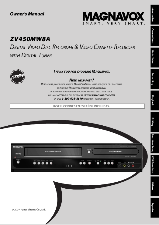 zv450mw8 owners manual