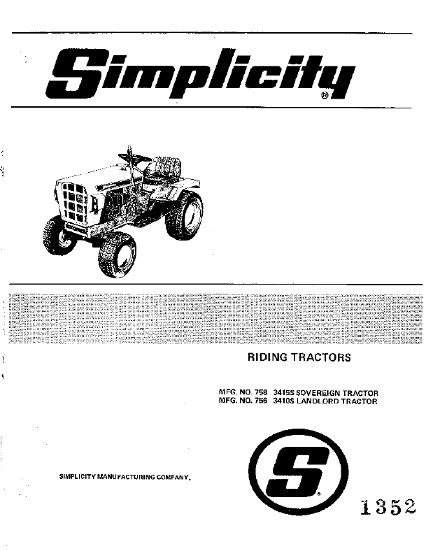 owners manual 7116 simplicity lawn tractor