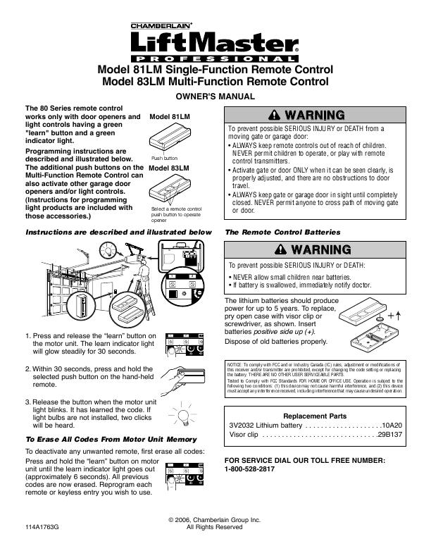 Chamberlain Liftmaster 41a5021-1f Manual