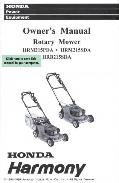 Lawnmower honda owner manual #2