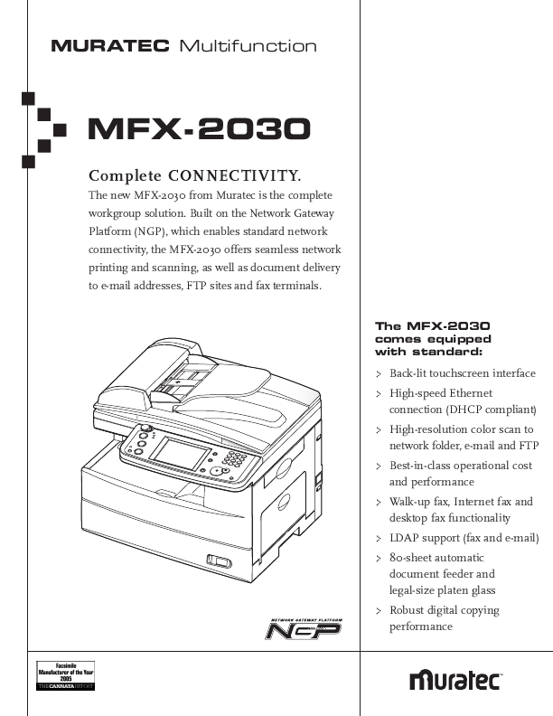 Muratec Printer/Fax/Scanner/Copier Specification Sheet Type:SPEC_SHEET