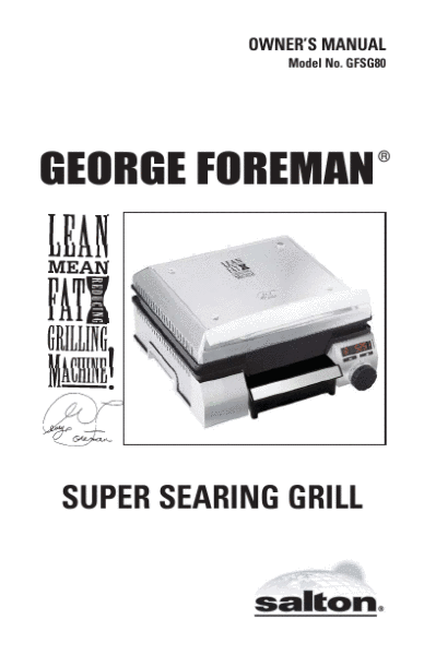 George Foreman Grill 12205 Manual Meat