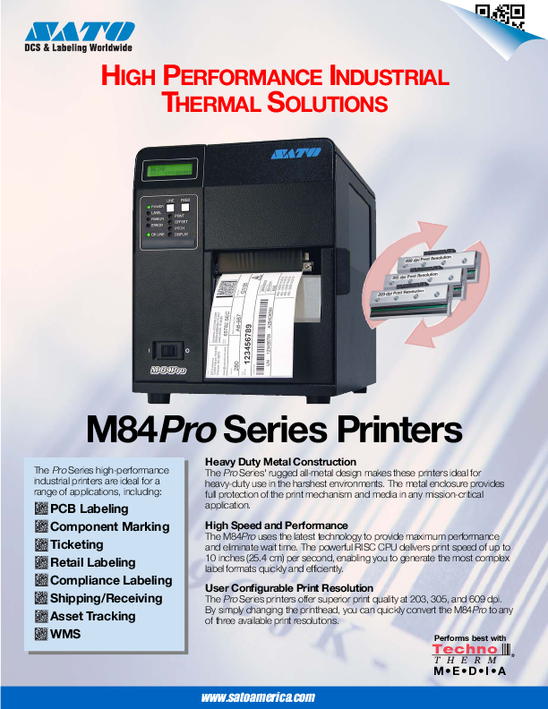 Additional SATO M84PRO Printer Literature