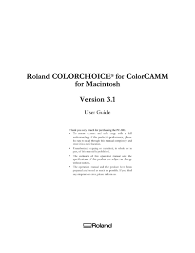 roland pc600 user manual