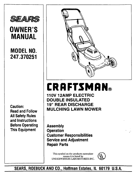 sear craftman lawn tractor manual