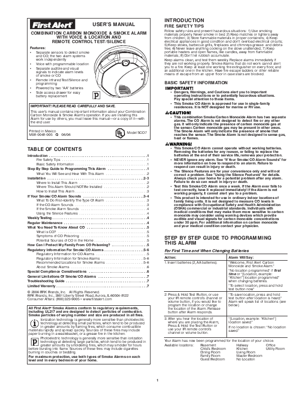 first alert smoke alarm carbon monoxide detector manual
