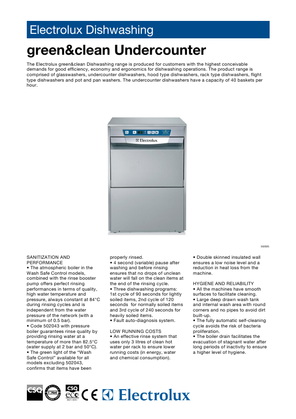 Electrolux Dishwasher EUCAI User's Guide