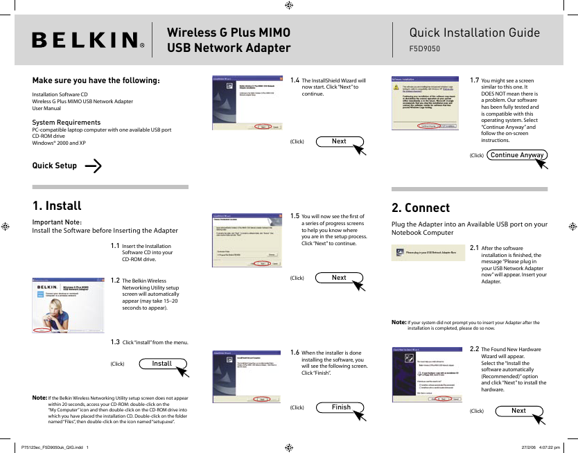 Belkin Network Card User Manual Type:MANUAL