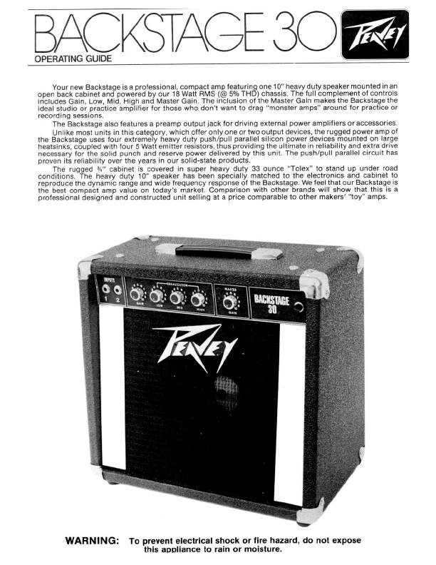 Peavey Backstage Manual