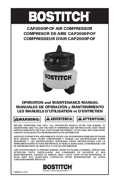 bostitch air compressor pancake manual