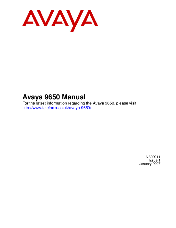 Avaya Telephone 9650 User's Guide | ManualsOnline.com