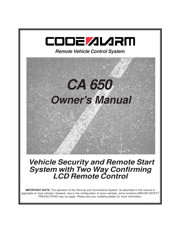 Code Alarm Remote Vehicle