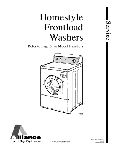 Alliance Laundry Systems LLC Owners Manual Front-Load Washer
