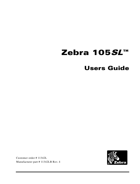 Zebra Technologies Printer Users Guide 105sl 9639