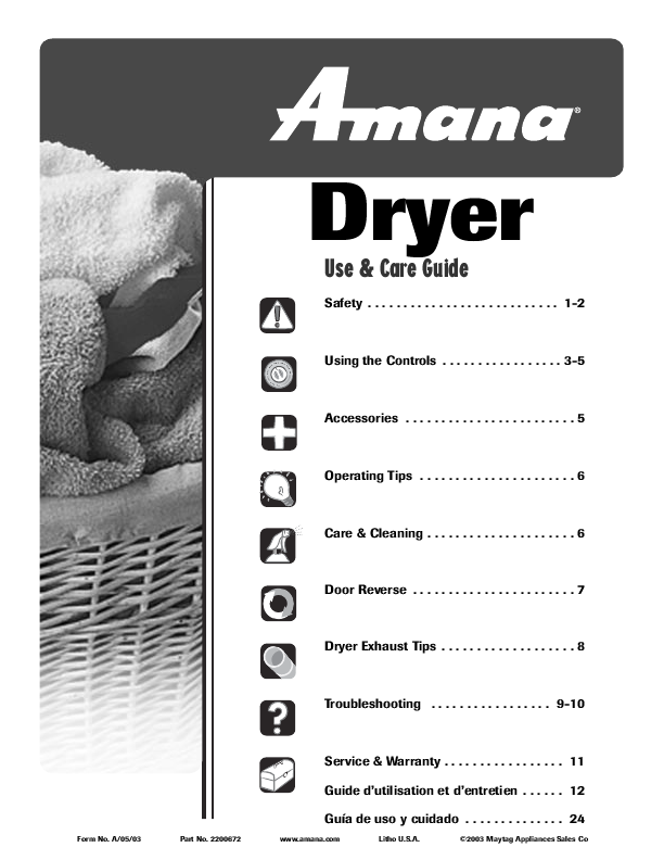 amana-clothes-dryer-clothes-dryer-user-s-guide-manualsonline