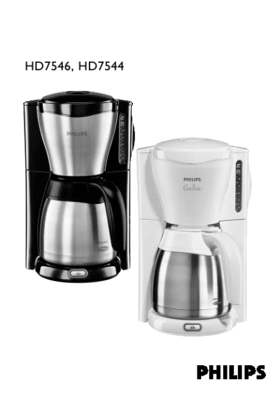 maker Hd7544 Hd7546 Guide User philips   Coffee  Coffee on Philips Philips coffee Maker