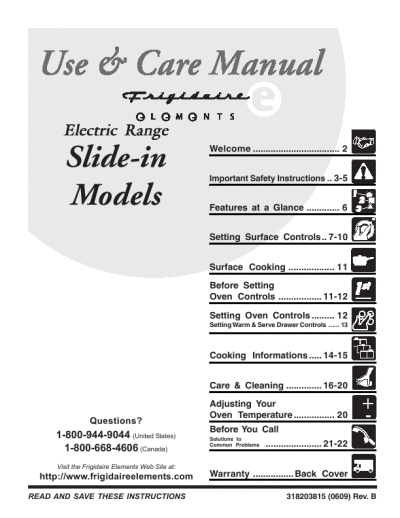 Cooking Appliances Slide on Use   Care Manual Electric Range Slide In   Manualsonline Com