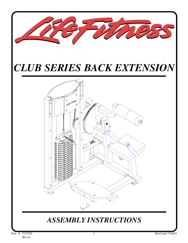 instructions for life. Life Fitness Back Extension