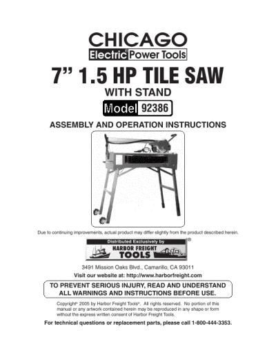 freight tools instruction manual