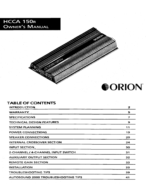 Search orion orion car stereo amplifier User Manuals | ManualsOnline.com