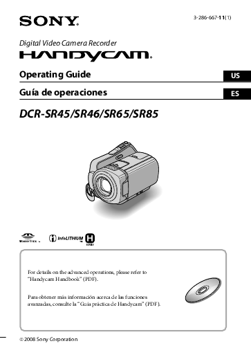 Sony Digital Video Camera Recorder Operating Guide Type:MANUAL