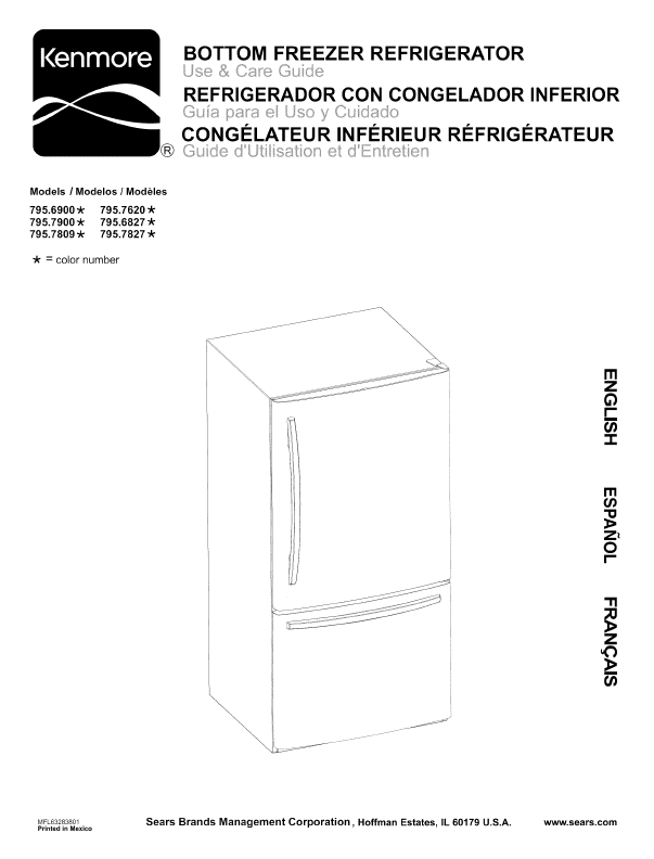 kenmore refrigerator user manual