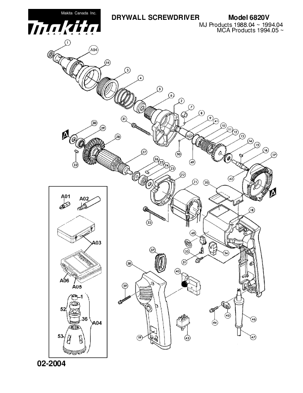 Makita Drywall Screwdriver Specification Sheet