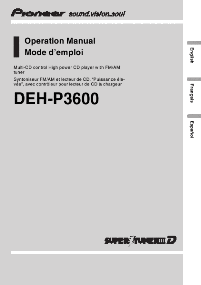 pioneer deh p3600 manual