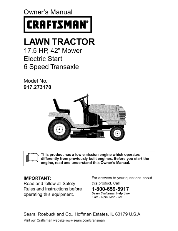 Craftsman Lawn Mowers Owners Manual