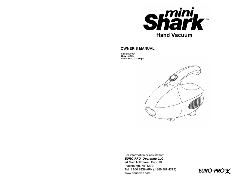 Shark Euro Pro Ep619 Manuals