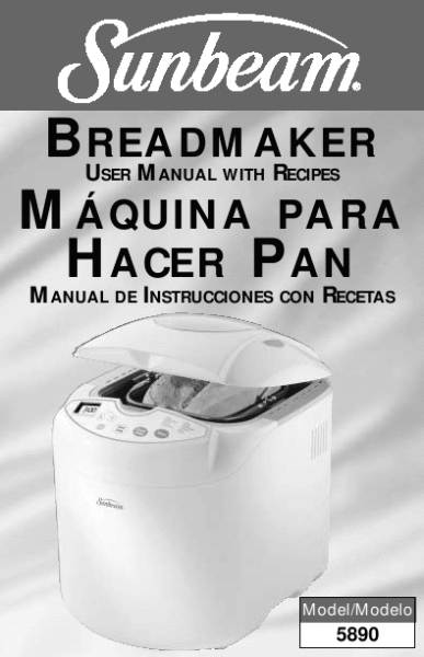 sunbeam automatic breadmaker manual