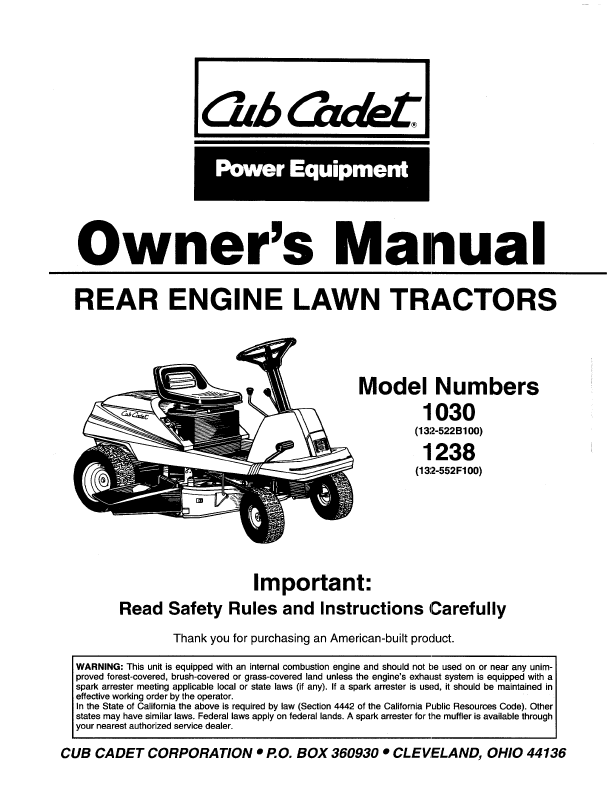 cubcadet owners manual