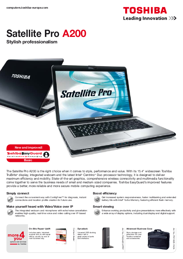 Toshiba Laptop PC Data Specification
