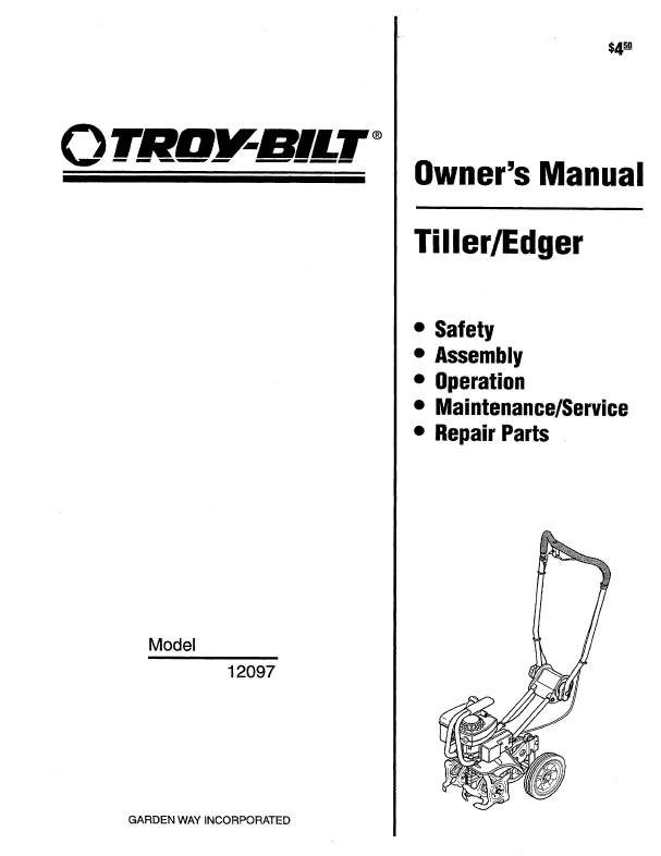 Troy Bilt Tiller. Troy-Bilt Tiller/Edger Owner#39;s