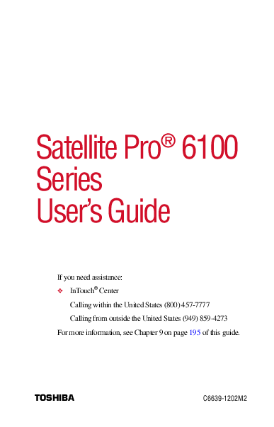 toshiba satellite pro 6000 manual