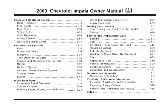 2003 chevrolet impala owner s manual